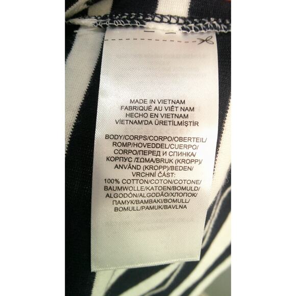 Lauren Ralph Lauren Blue & White Striped Short Sleeve Shirt w/Zippers Sz Medium - Picture 7 of 8